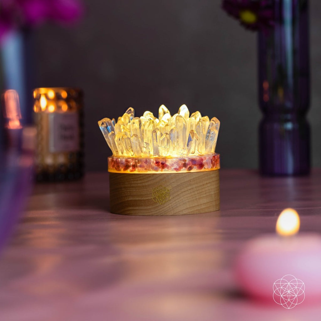Find My Peace - Quartz & Tourmaline Lamp of Blooming Tranquility | Night Light | Wiccan Center