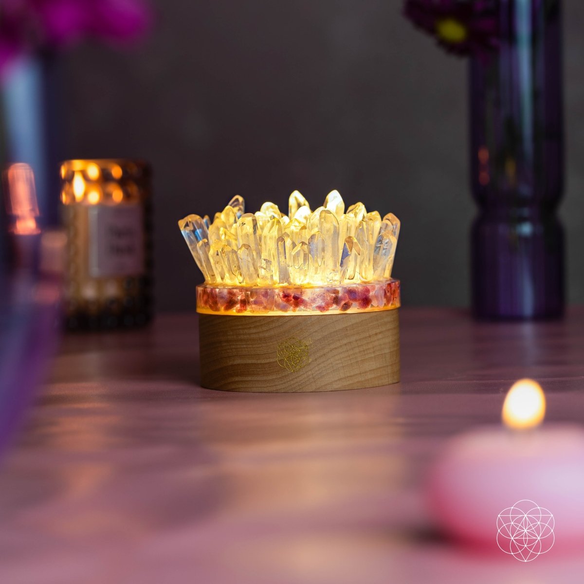 Find My Peace - Quartz & Tourmaline Lamp of Blooming Tranquility | Night Light | Wiccan Center
