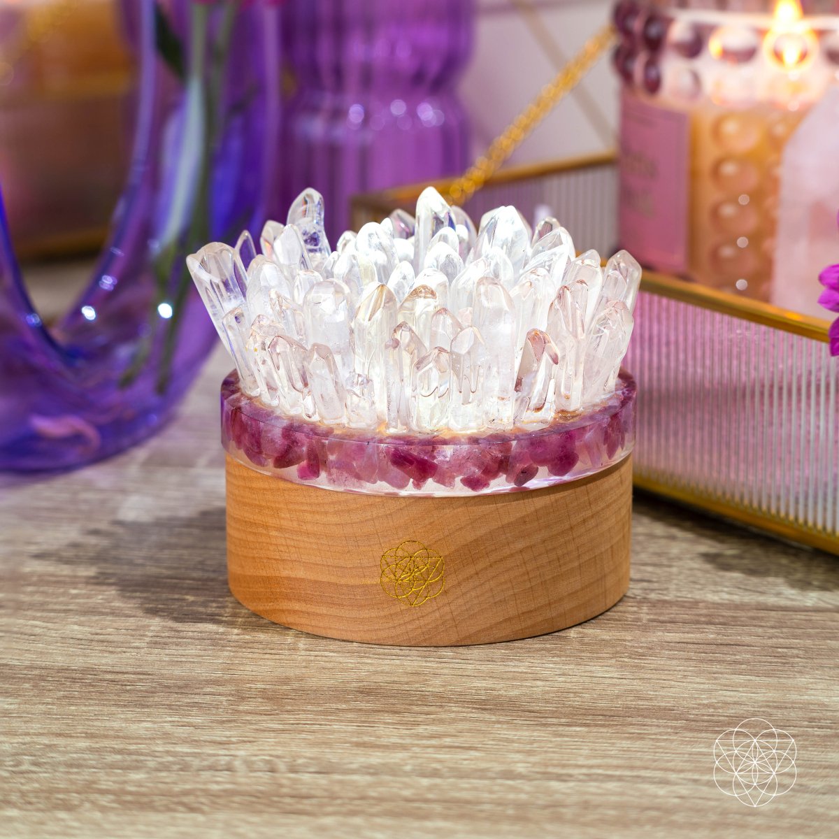 Find My Peace - Quartz & Tourmaline Lamp of Blooming Tranquility | Night Light | Wiccan Center