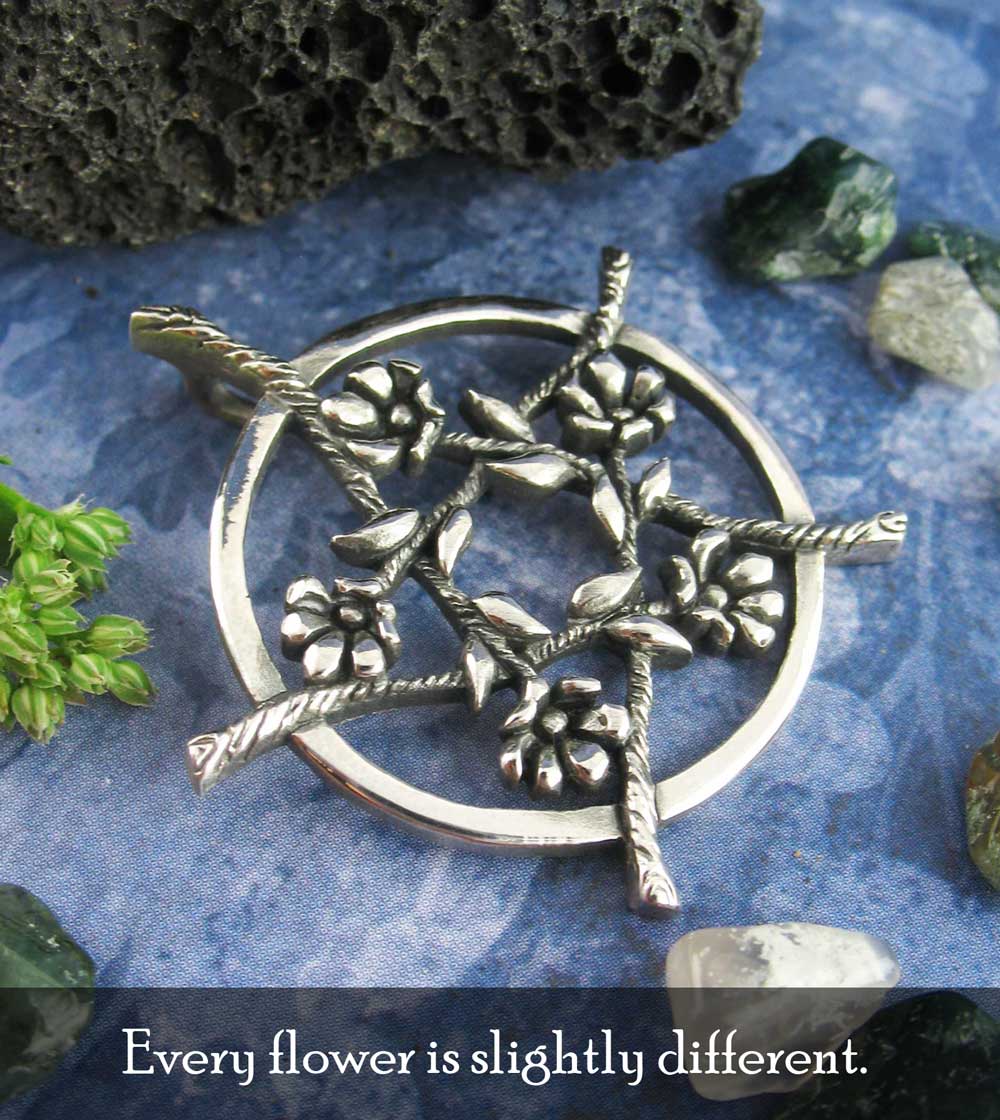Five Flowers Hidden Pentacle Pendant, Handmade | Handmade > Silver | Wiccan Center