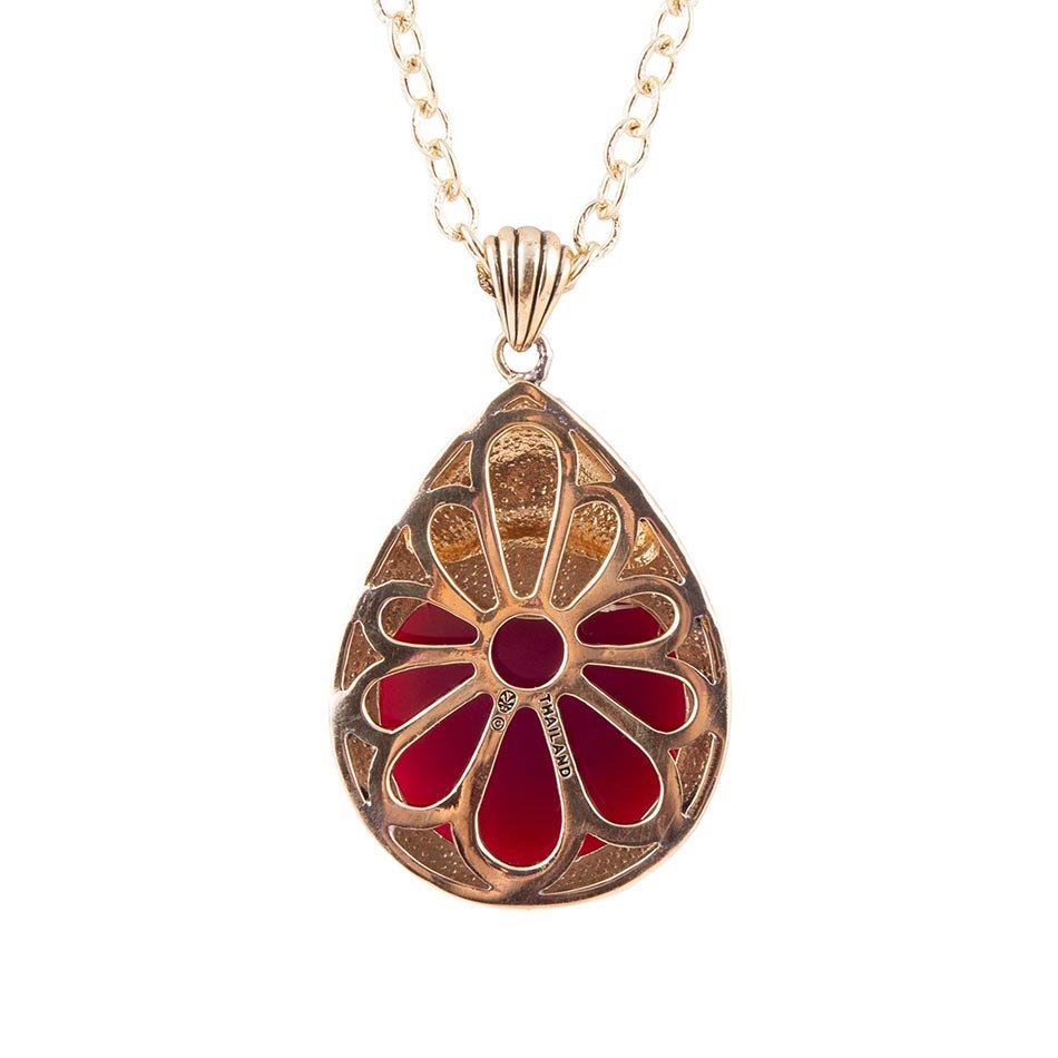 Flamenco Pink Magenta Agate Golden Pendant Necklace | Earrings | Wiccan Center