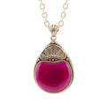 Flamenco Pink Magenta Agate Golden Pendant Necklace | Earrings | Wiccan Center