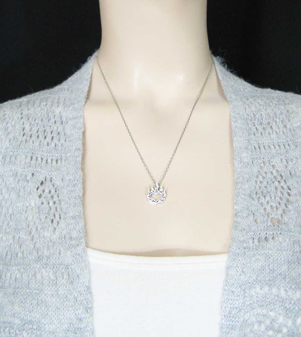 Flaming Heart Pendant, Handmade - 925 Sterling Silver | Handmade > Silver | Wiccan Center