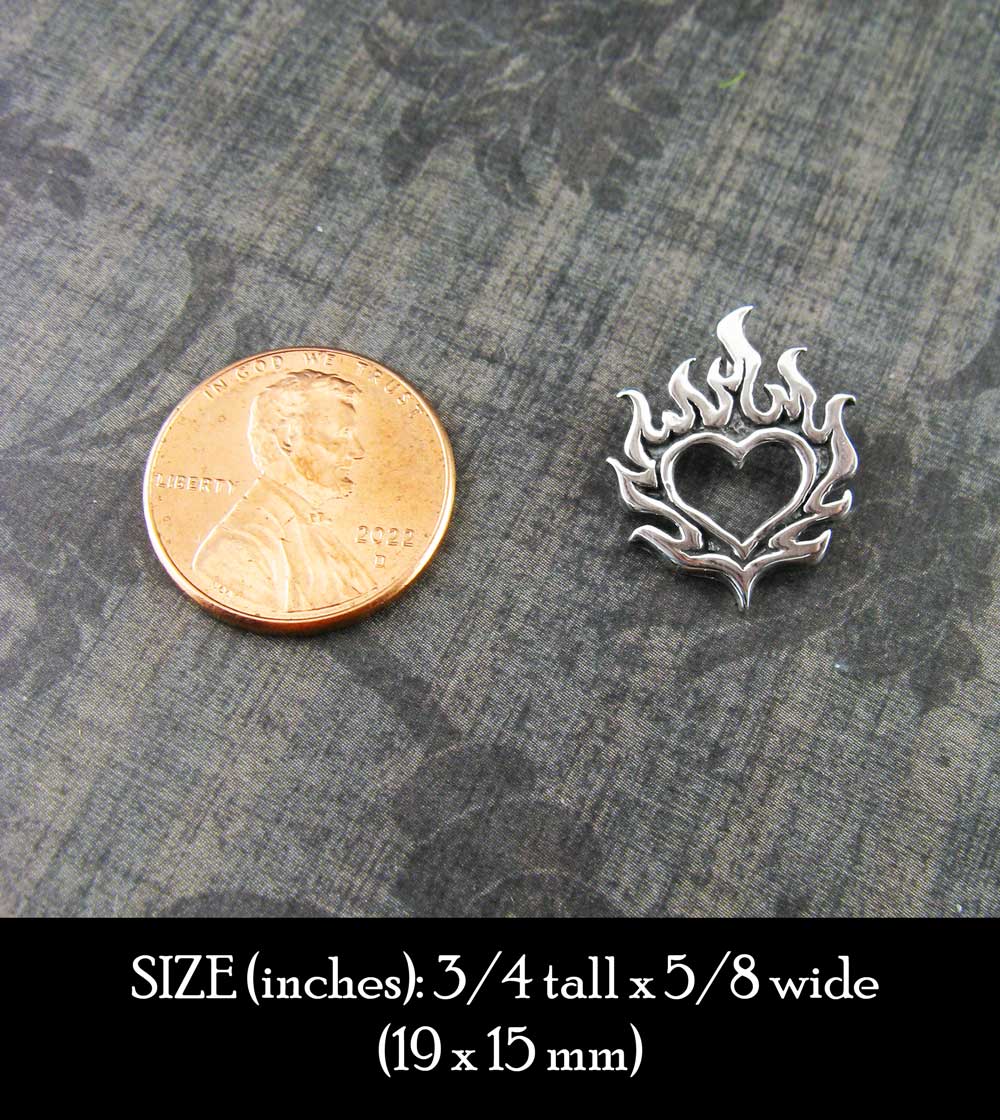 Flaming Heart Pendant, Handmade - 925 Sterling Silver | Handmade > Silver | Wiccan Center