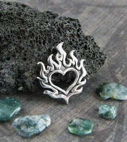 Flaming Heart Pendant, Handmade - 925 Sterling Silver | Handmade > Silver | Wiccan Center