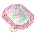 Flamingo Pink Agate Golden Statement Ring | Rings | Wiccan Center