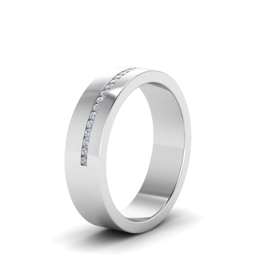 Flat Channel Set Diamond Mens Band