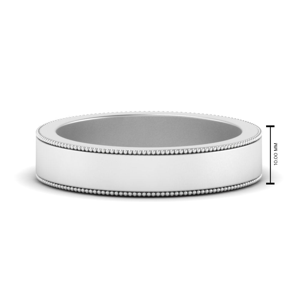 Flat Milgrain Mens Wedding Band