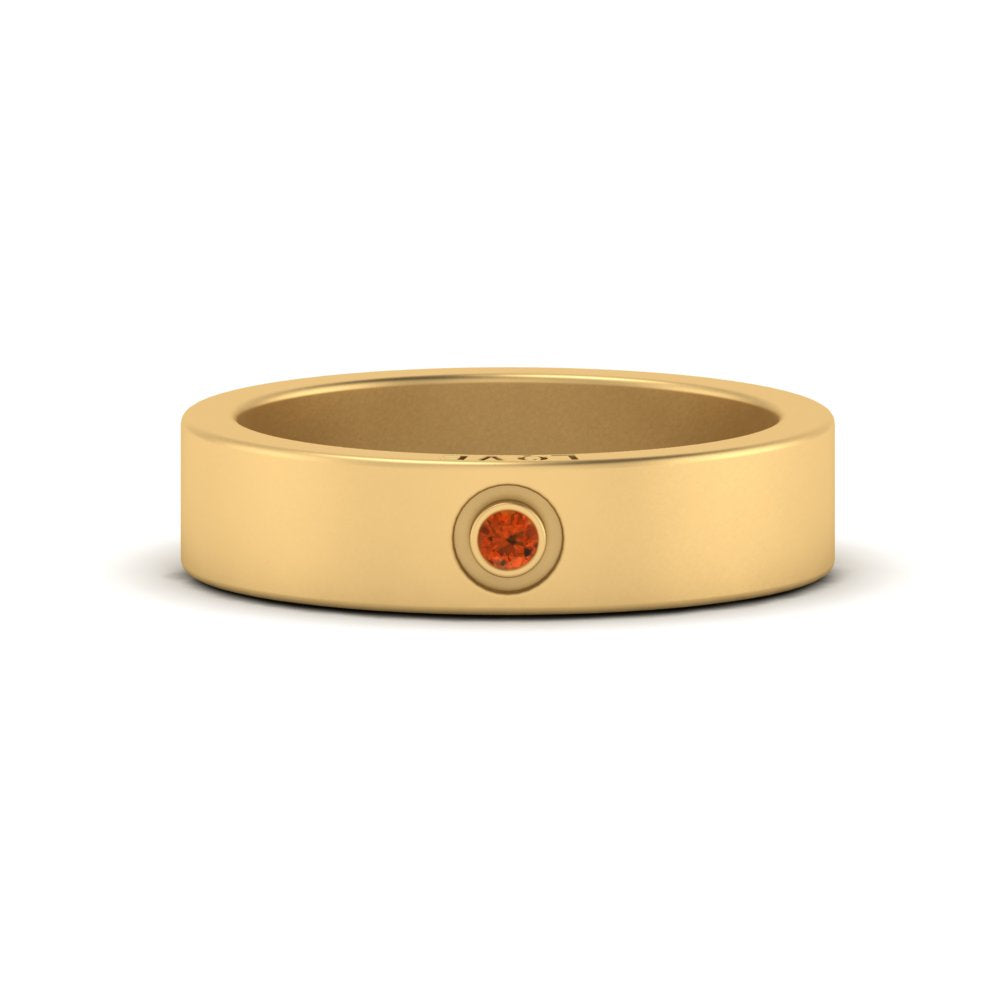 Flat Single Stone Mens Band Engraved