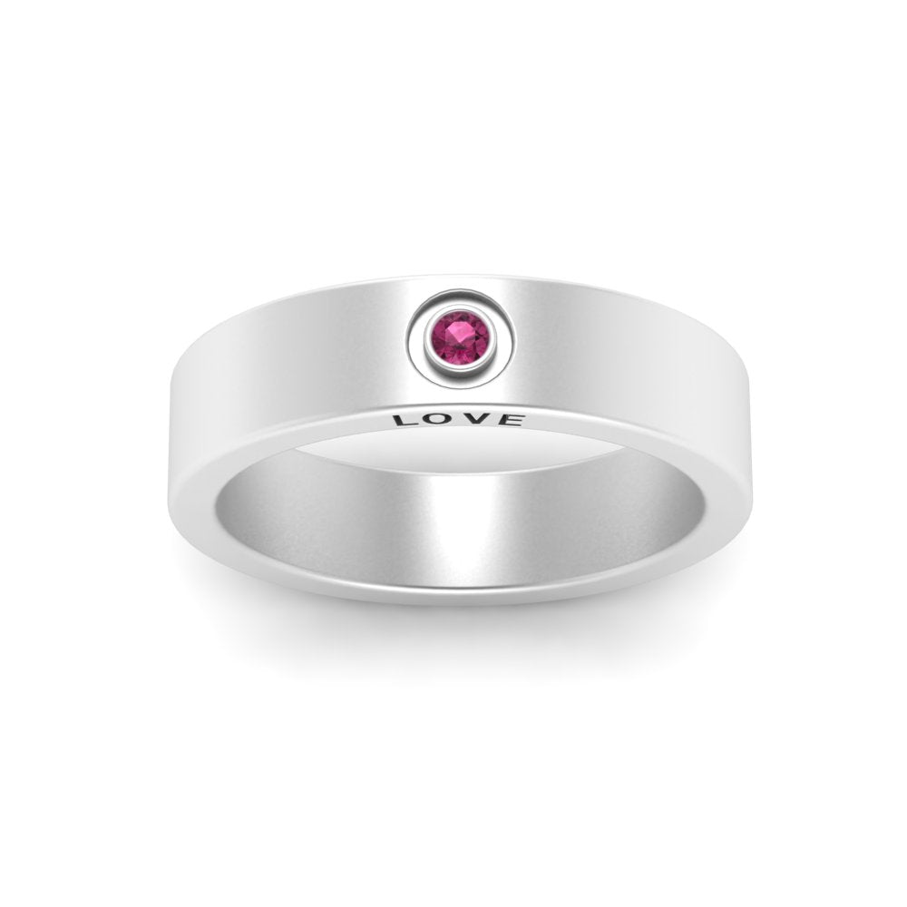 Flat Single Stone Mens Band Engraved