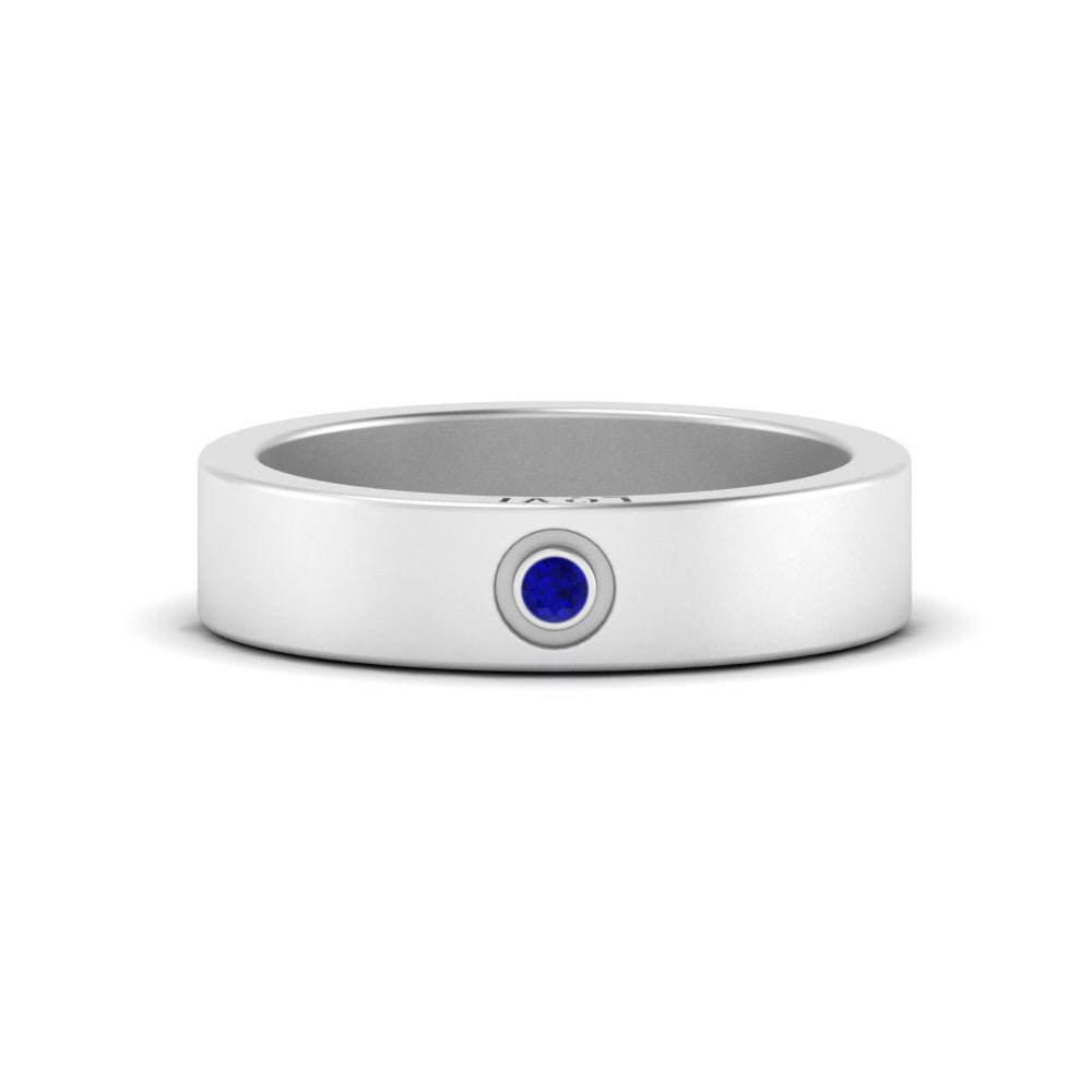 Flat Single Stone Mens Band Engraved