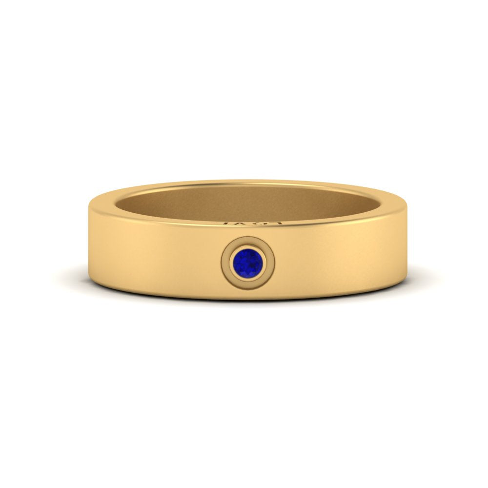 Flat Single Stone Mens Band Engraved