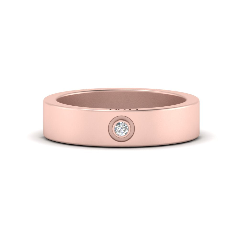 Flat Single Stone Mens Band Engraved