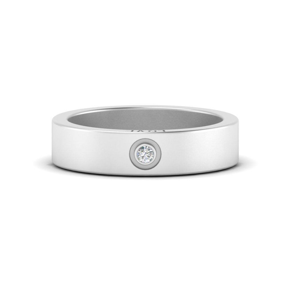Flat Single Stone Mens Band Engraved