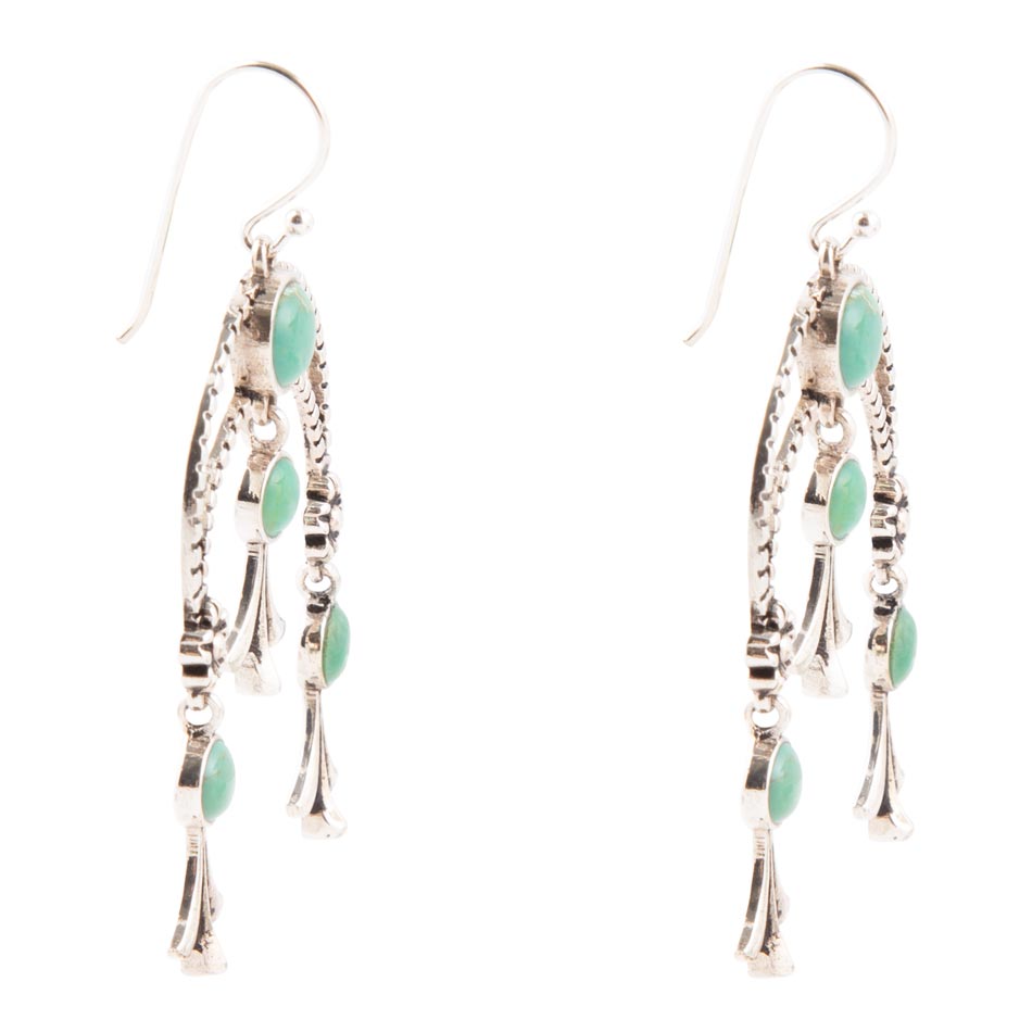Floral Chandelier Blue Turquoise and Sterling Silver Earrings | Earrings | Wiccan Center