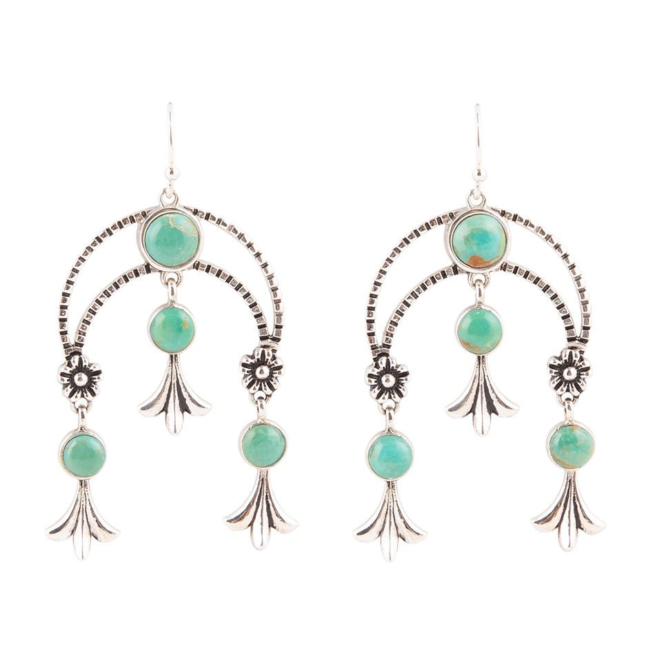 Floral Chandelier Blue Turquoise and Sterling Silver Earrings | Earrings | Wiccan Center