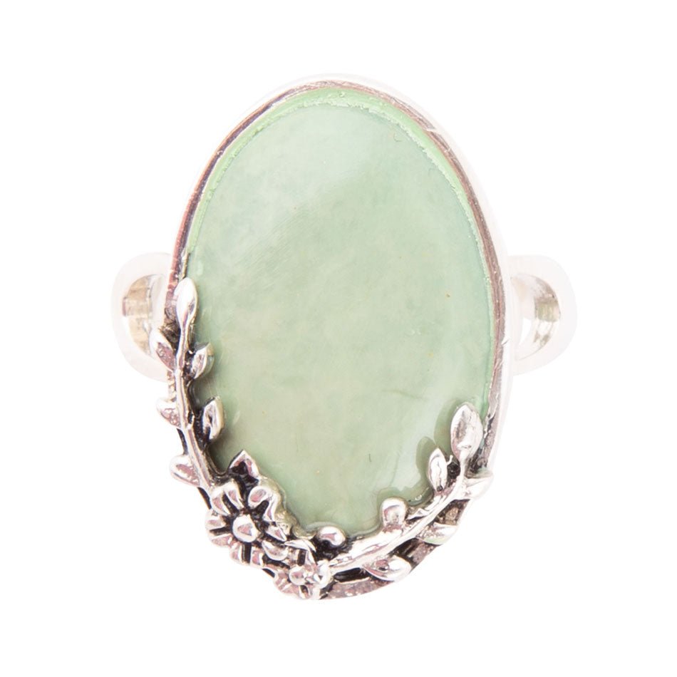 Floral Green Turquoise and Sterling Silver Ring | Rings | Wiccan Center