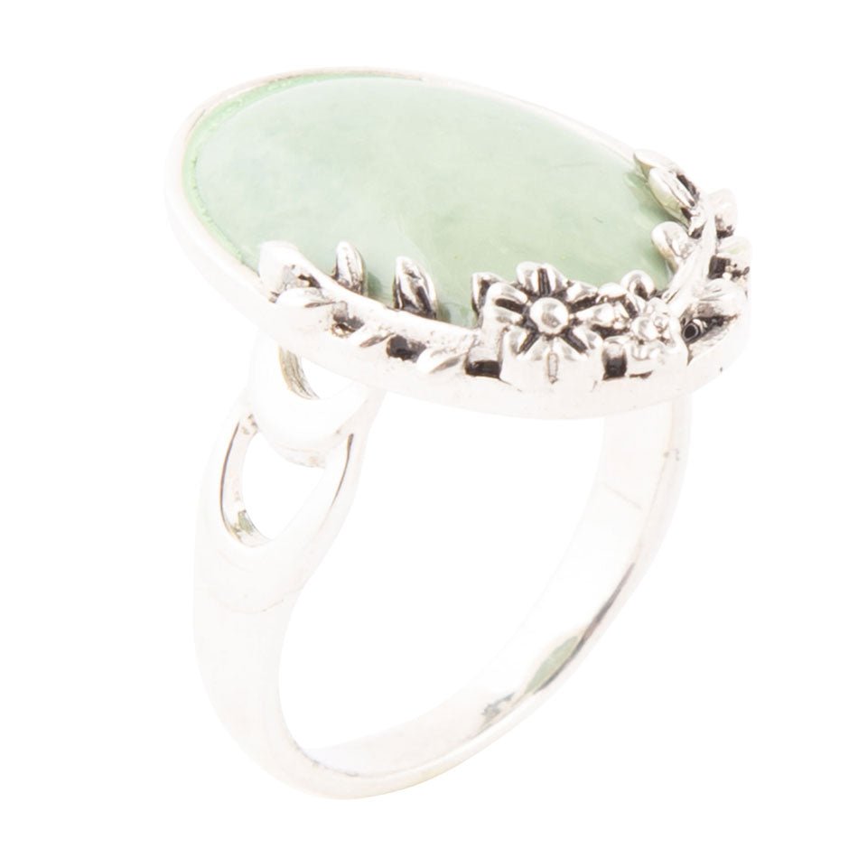 Floral Green Turquoise and Sterling Silver Ring | Rings | Wiccan Center