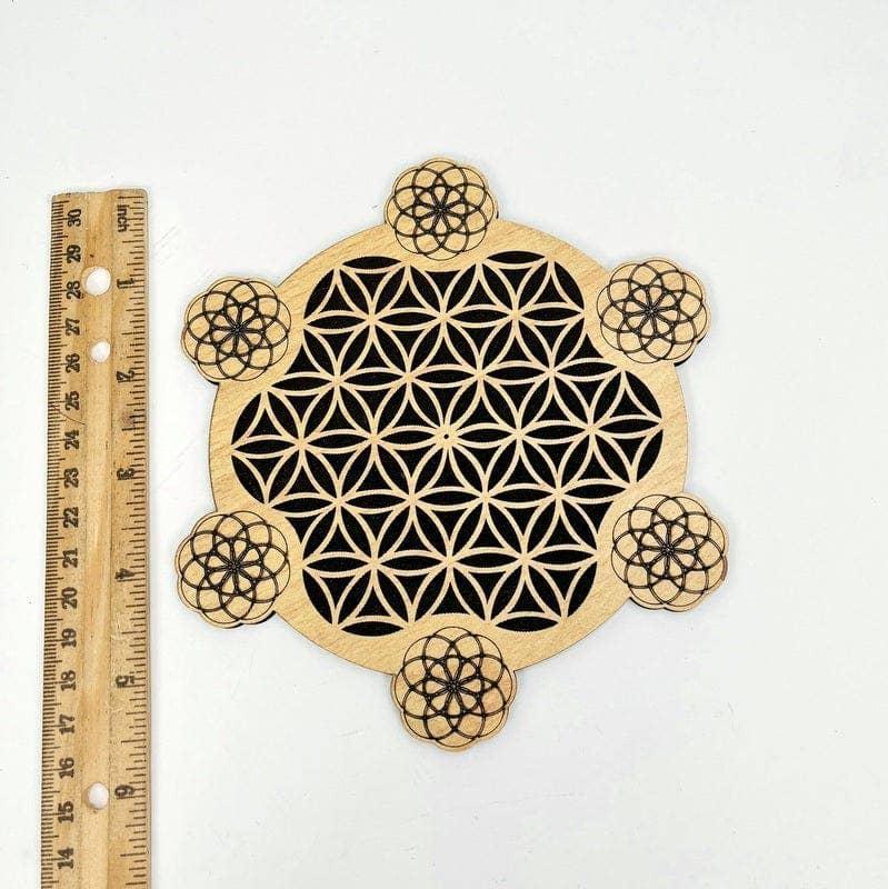 Flower of Life Wooden Crystal Grid