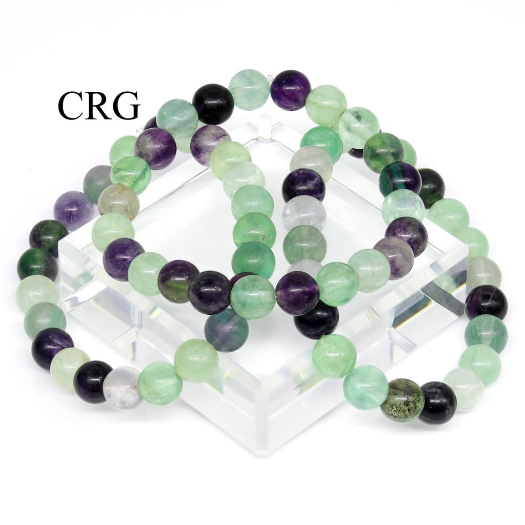 Fluorite Round Bead Stretch Bracelet (8 mm)