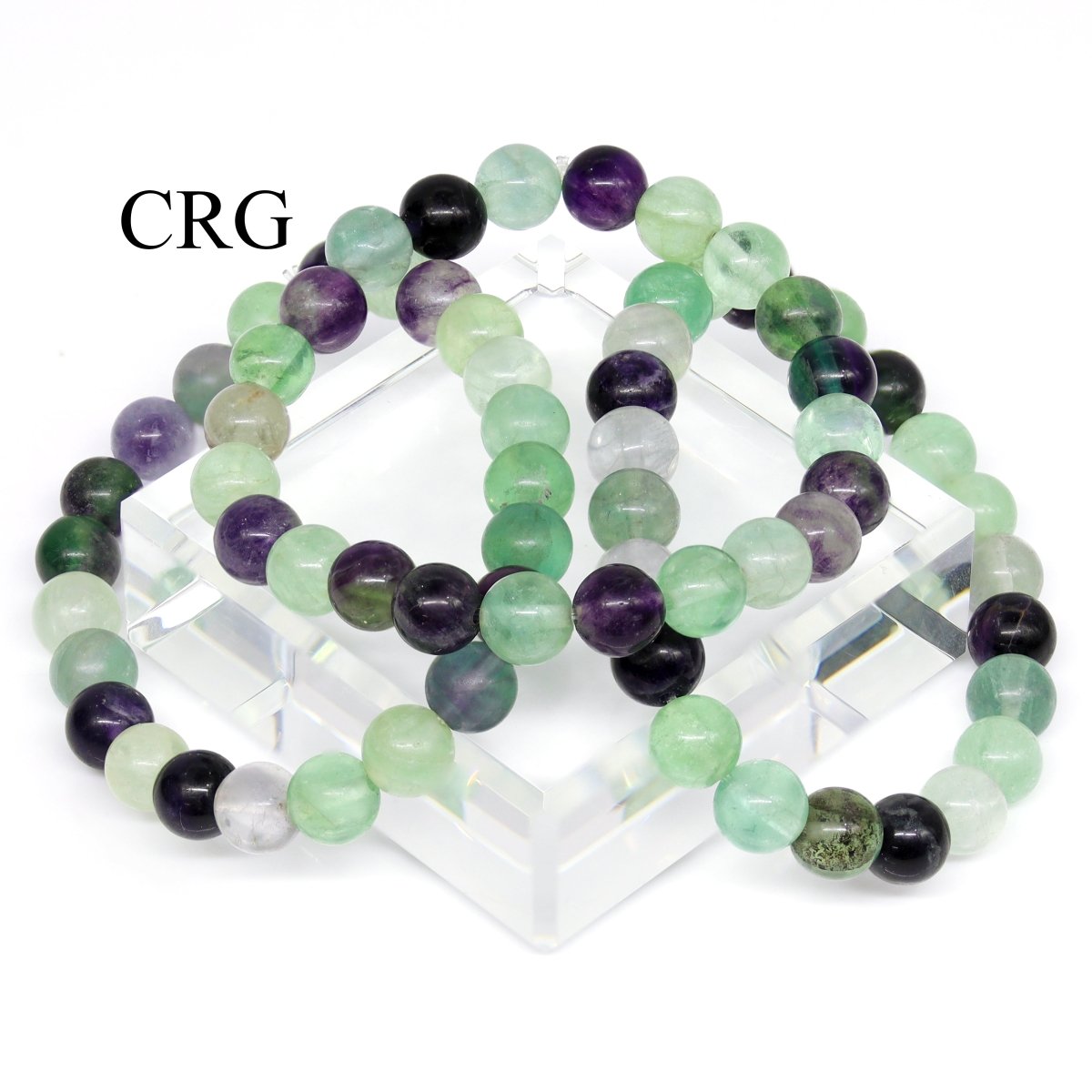 Fluorite Round Bead Stretch Bracelet (8 mm)