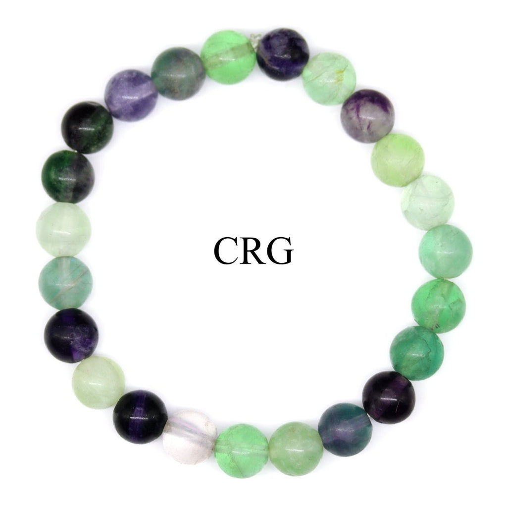 Fluorite Round Bead Stretch Bracelet (8 mm)