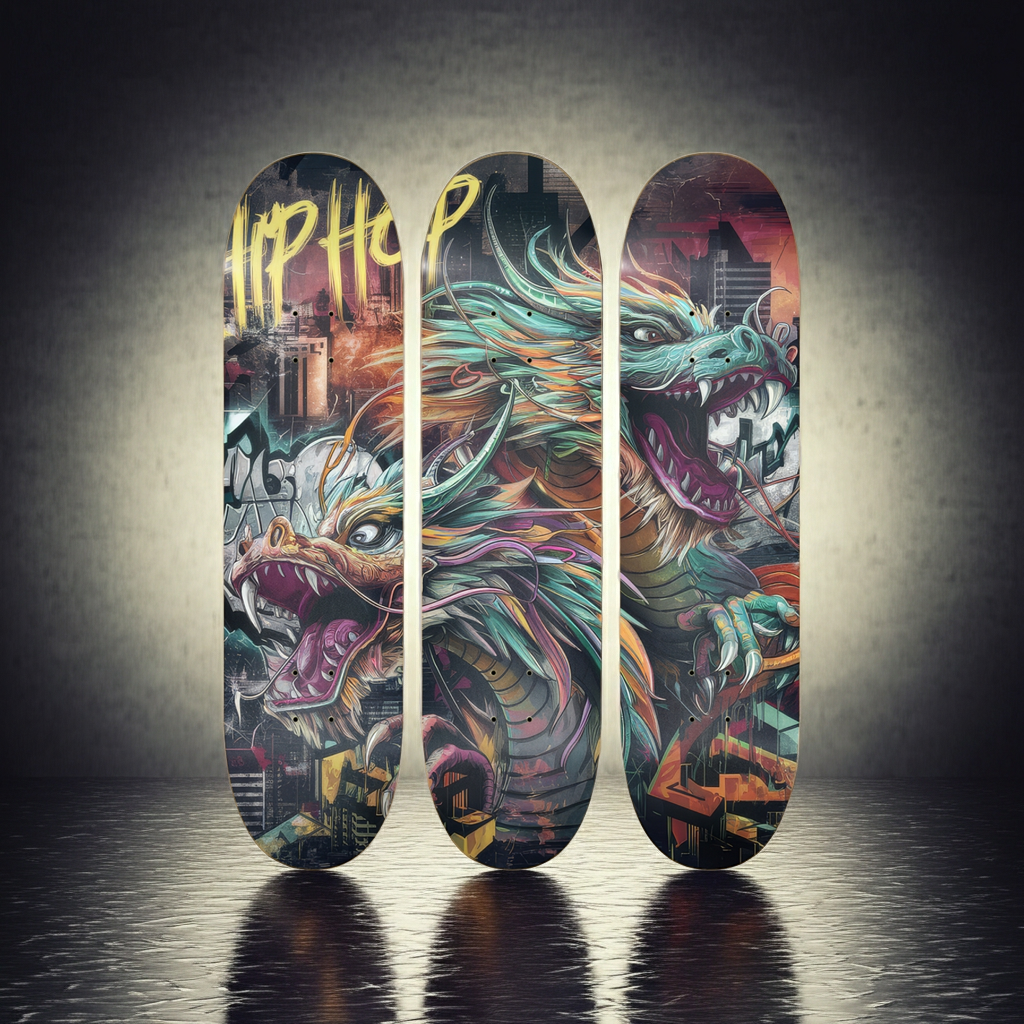 3 Skateboard Series Art - Hip Hop Dragon | Skateboard | Wiccan Center