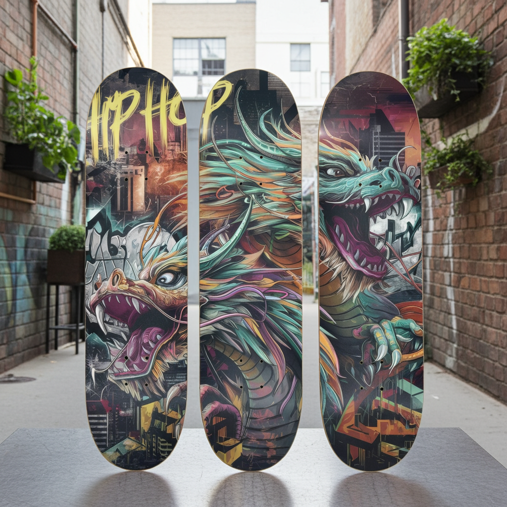 3 Skateboard Series Art - Hip Hop Dragon | Skateboard | Wiccan Center