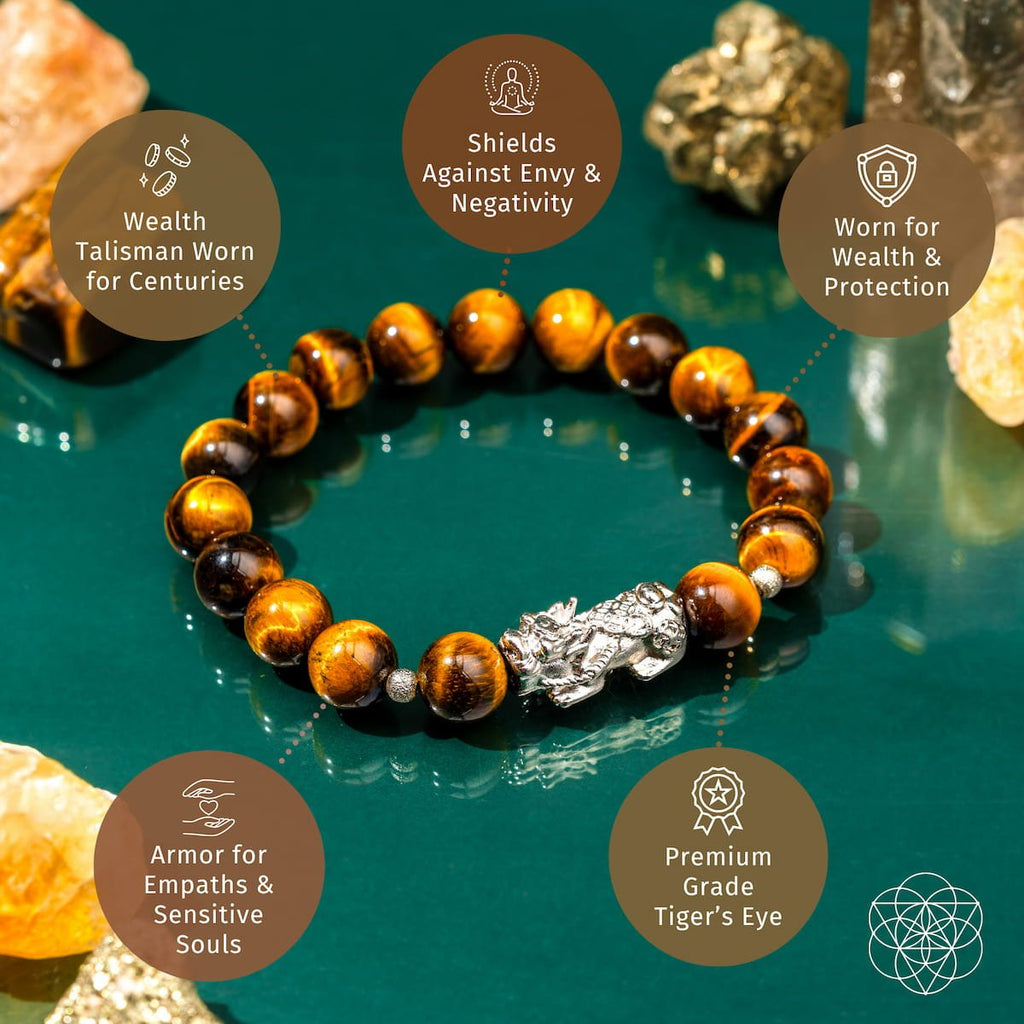 Fortune Flows - Tiger’s Eye & Pixiu Bracelet | Bracelet | Wiccan Center
