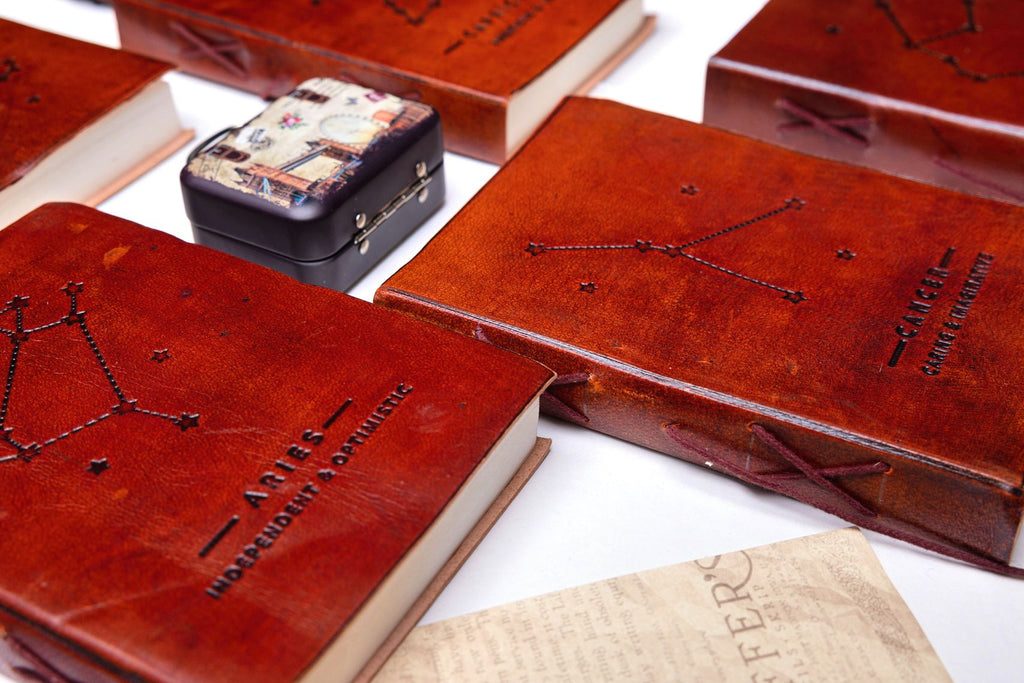 Astrology Zodiac Handmade Leather Journal | Journal | Wiccan Center