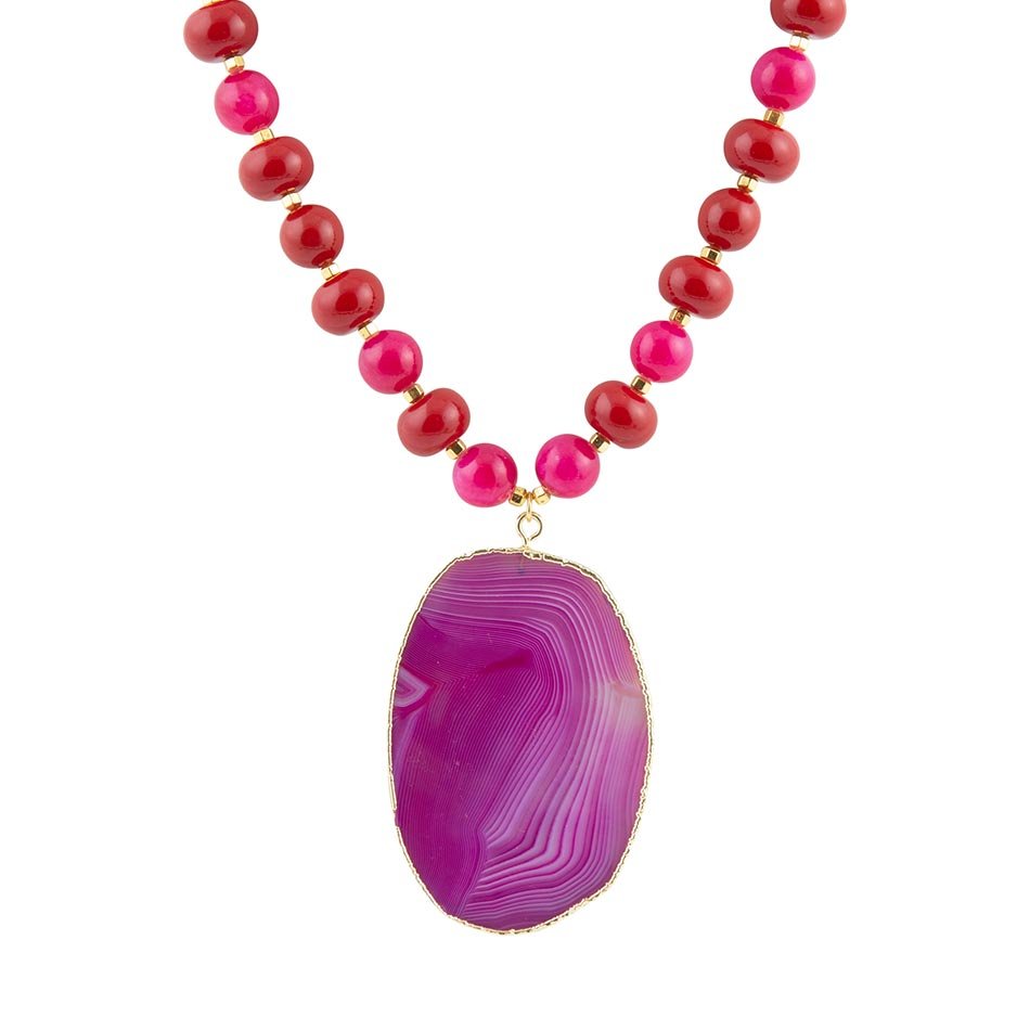 Fuchsia Sunset Purple Agate Pendant Necklace | Necklaces | Wiccan Center