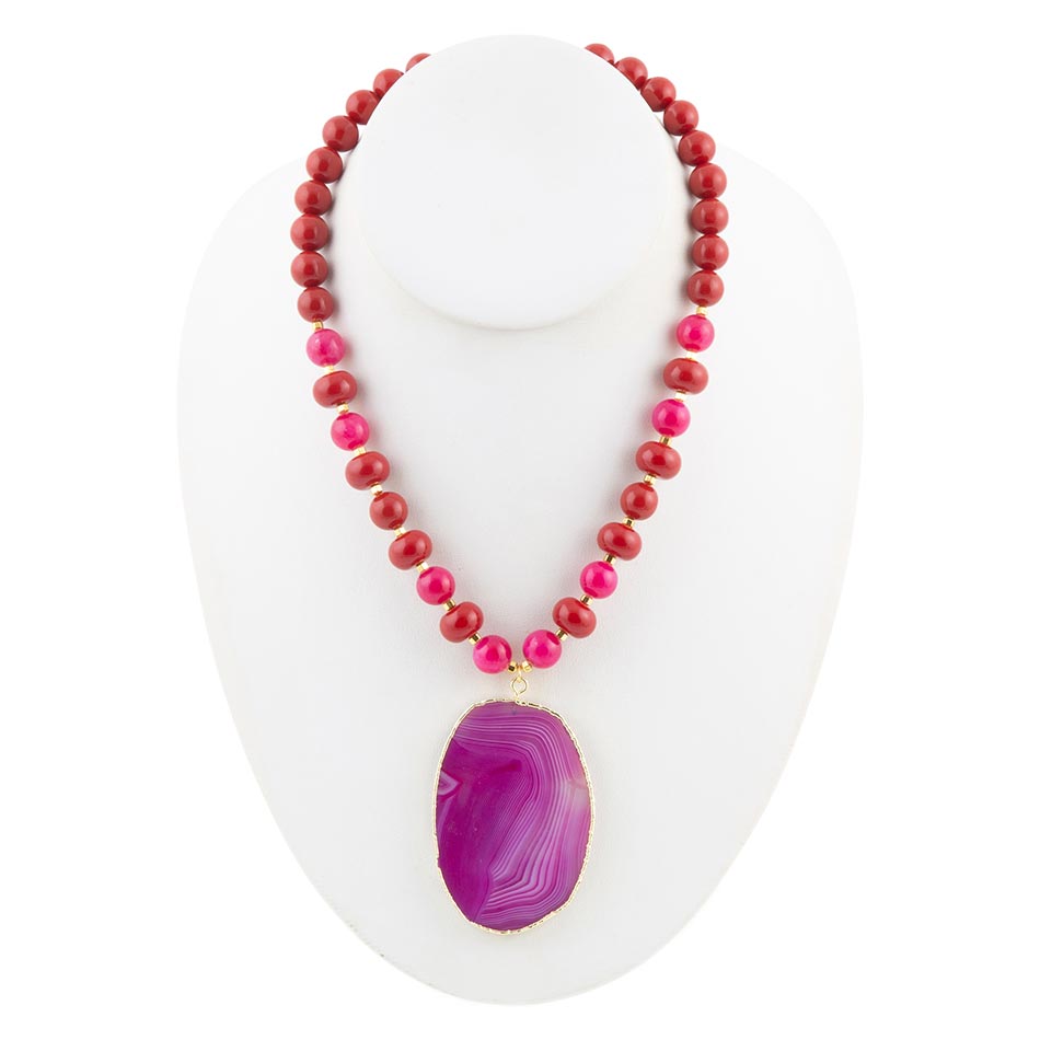 Fuchsia Sunset Purple Agate Pendant Necklace | Necklaces | Wiccan Center
