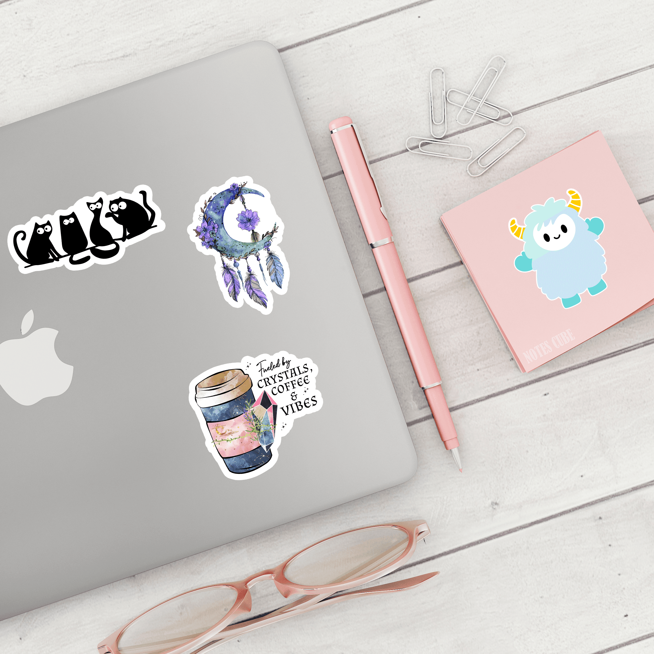 Fueled by Crystals Coffee and Vibes Vinyl Sticker
