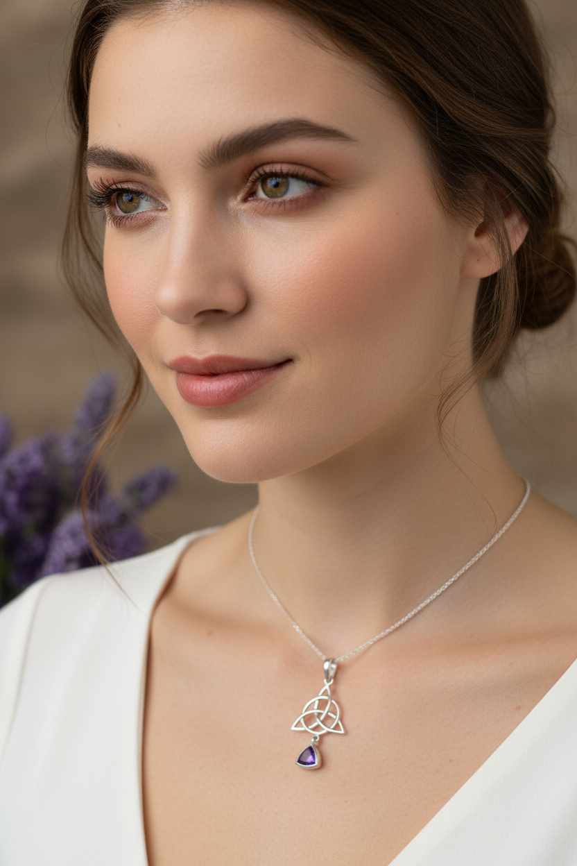 Enchanted Celtic Trinity Knot Necklace in Sterling Silver | Pendant | Wiccan Center