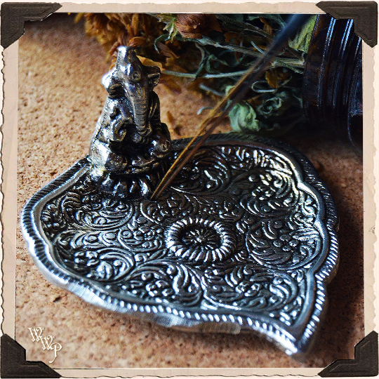 GANESHA BOHEMIAN INCENSE BURNER. Aluminum Dish. Incense Stick & Cone Holder. | Tools & Accessories | Wiccan Center