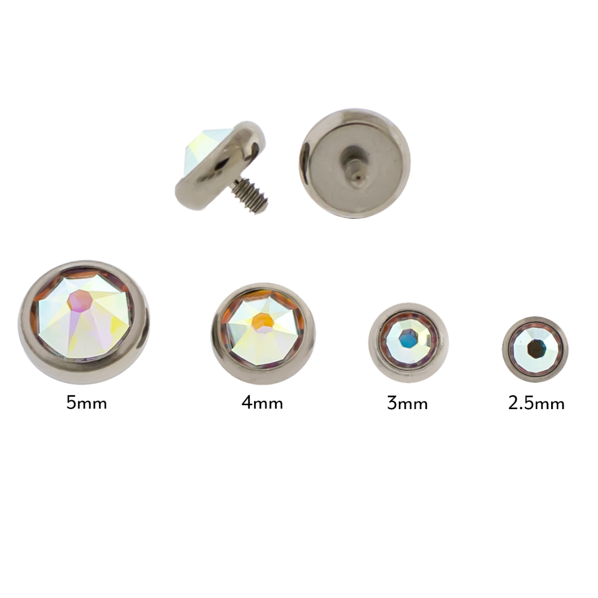 Steel Gem Disc - 14G Threaded Premium Crystals | Body Jewelry | Wiccan Center