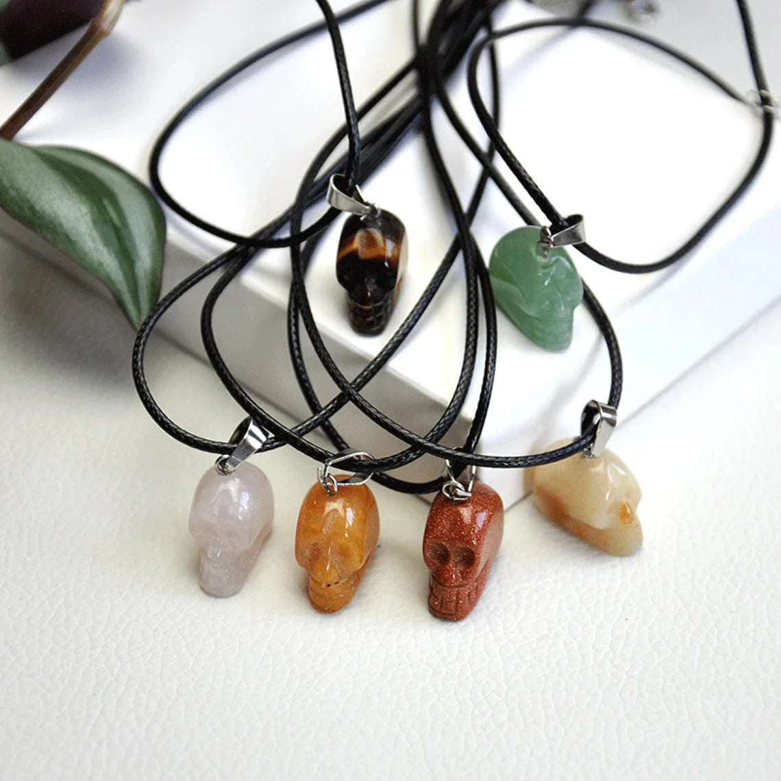 Assorted Gemstone Skull - Necklace | Jewelry-Necklace | Wiccan Center