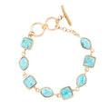 Genuine Blue Turquoise Hammered Golden Link Bracelet | Bracelets | Wiccan Center