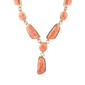 Genuine Orange Sponge Coral Golden Abstract Statement Necklace | Necklaces | Wiccan Center