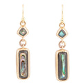 Geo Blue Abalone Golden Drop Earrings | Earrings | Wiccan Center