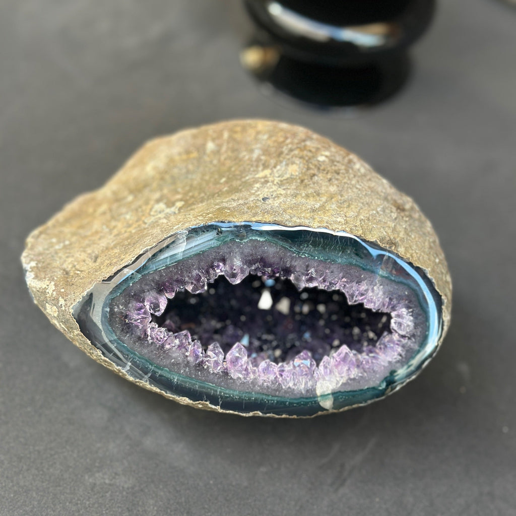 Extra Large Amethyst Geode Centerpiece With Agate | | Wiccan Center