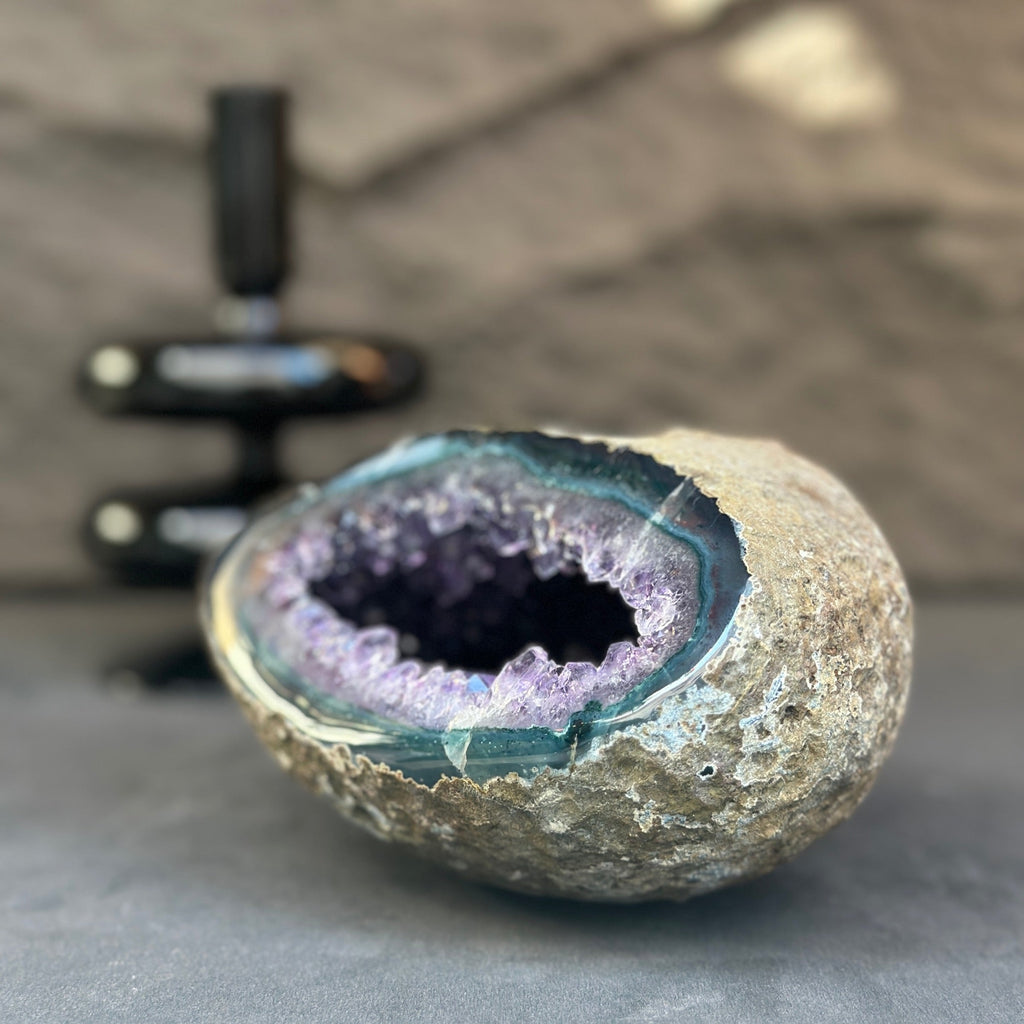 Extra Large Amethyst Geode Centerpiece With Agate | | Wiccan Center