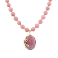 Gifted Pink Rhodonite Gold Bow Beaded Pendant Necklace | Necklaces | Wiccan Center