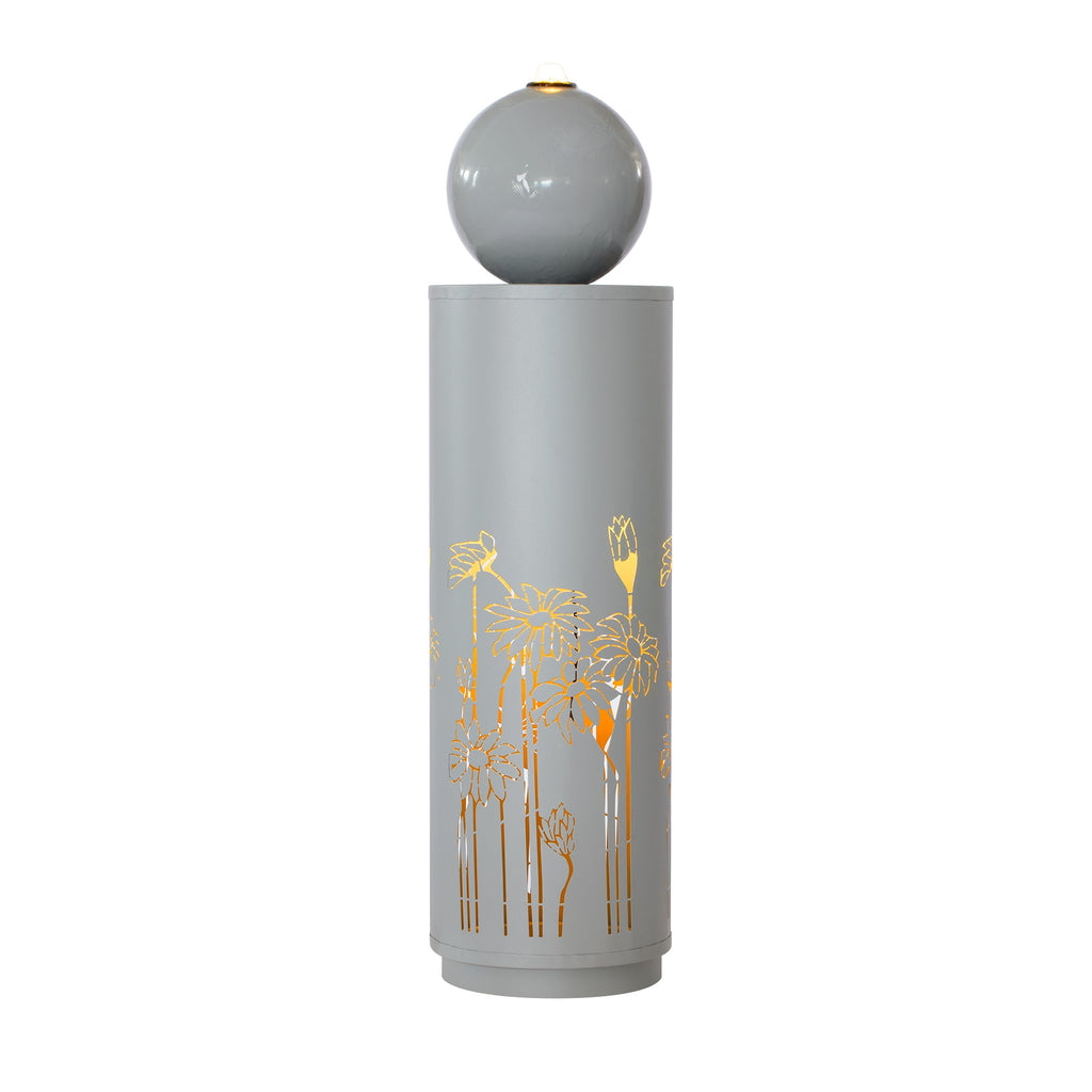 Metal Sphere Water Fountain Outdoor with LED