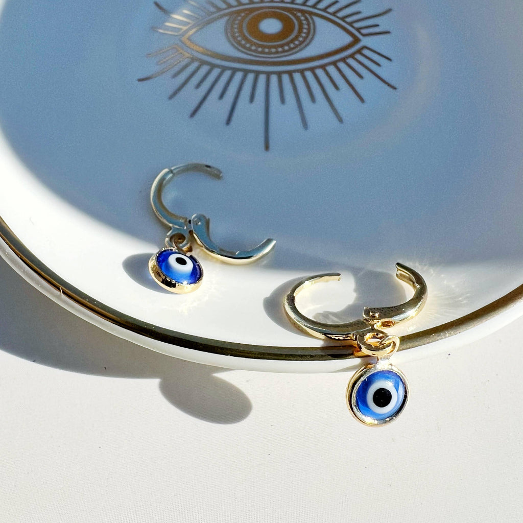 Glass Evil Eye Huggie Earrings