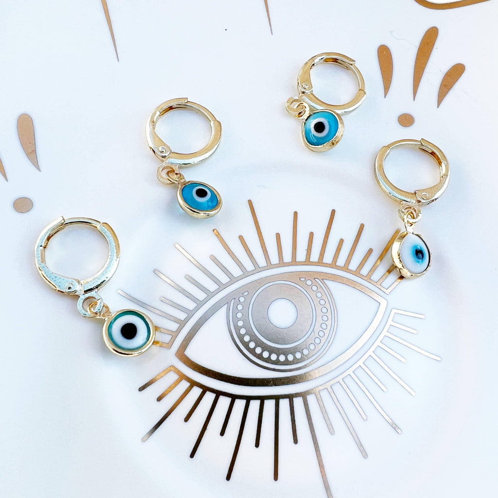 Glass Evil Eye Huggie Earrings