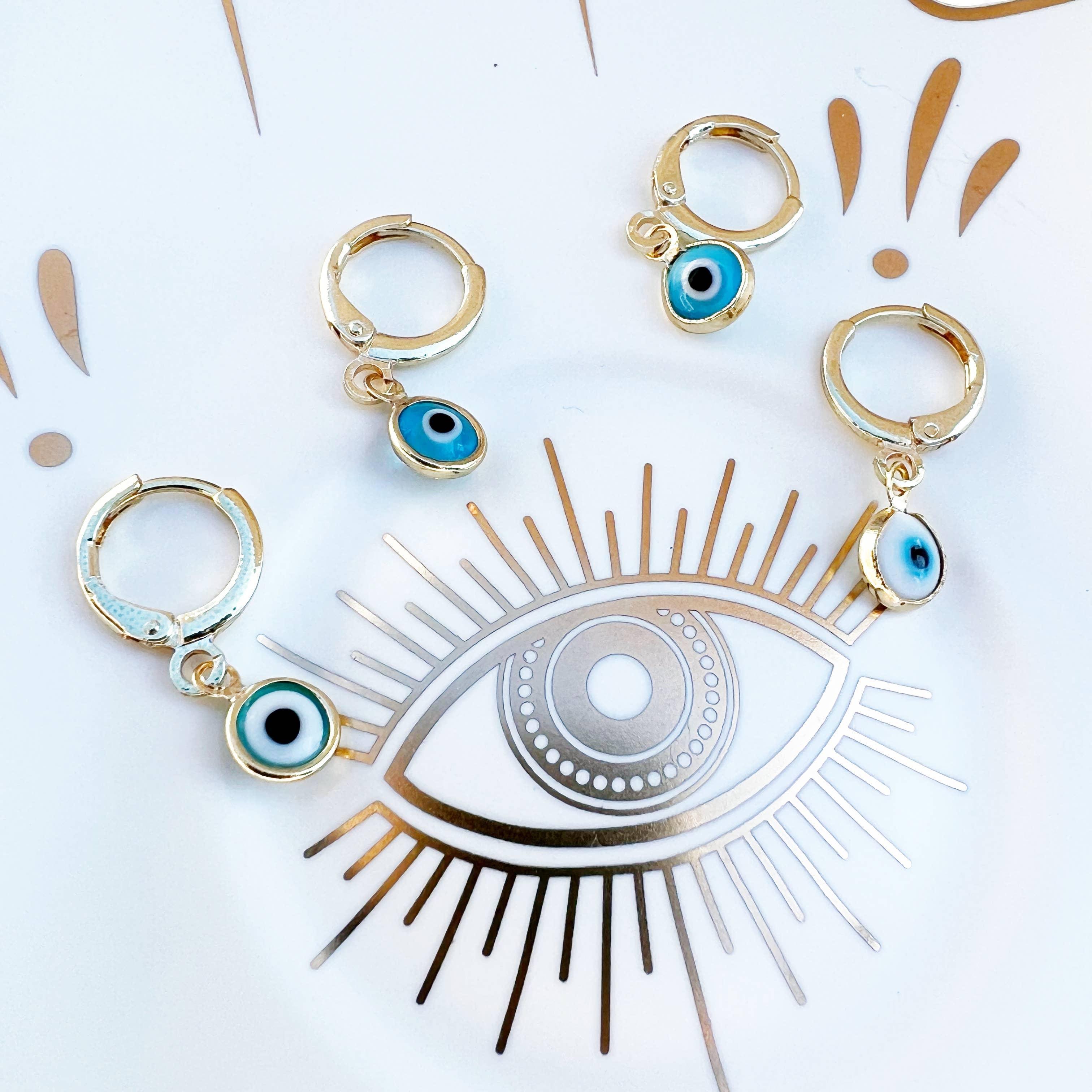 Glass Evil Eye Huggie Earrings