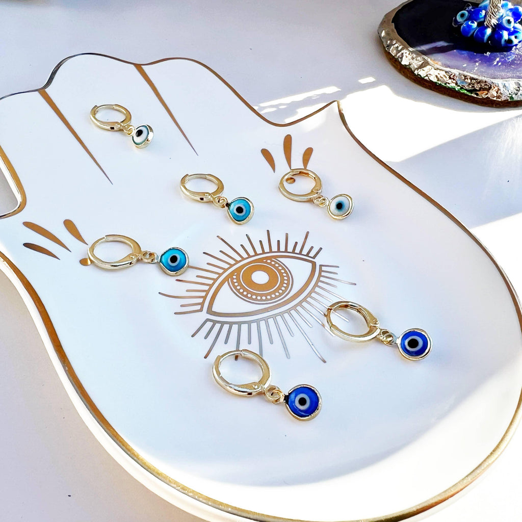 Glass Evil Eye Huggie Earrings