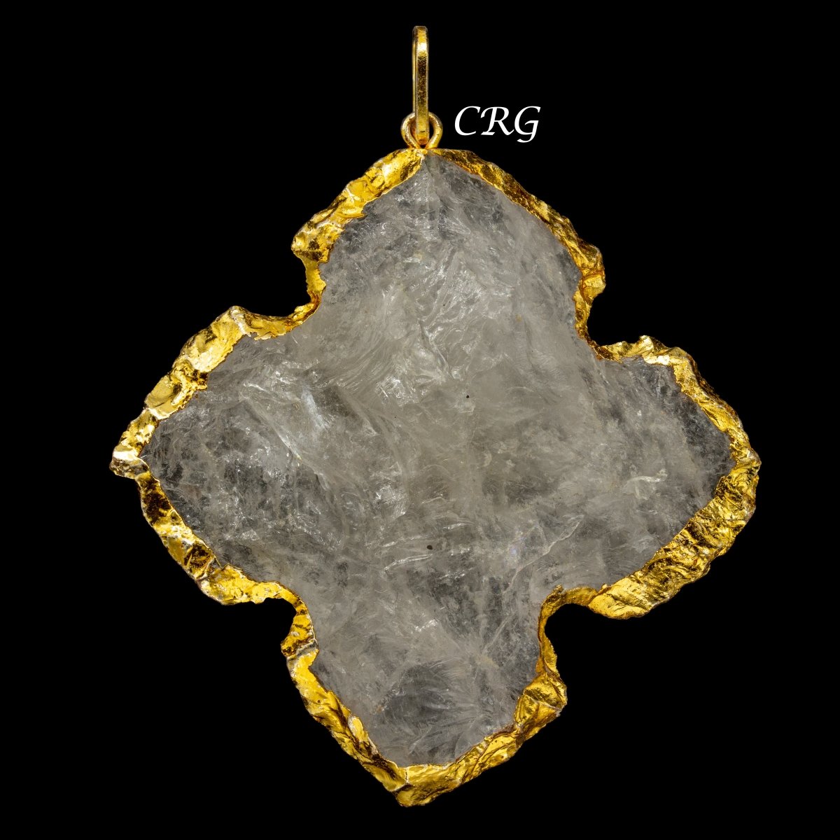 Crystal Quartz Cross Pendant with Gold Plating (1 To 1.5 Inches) (5 Pieces)