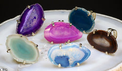 Agate Slice Adjustable Ring with Gold Plating (1.5 Inches) (1 Piece) | Agate | Wiccan Center